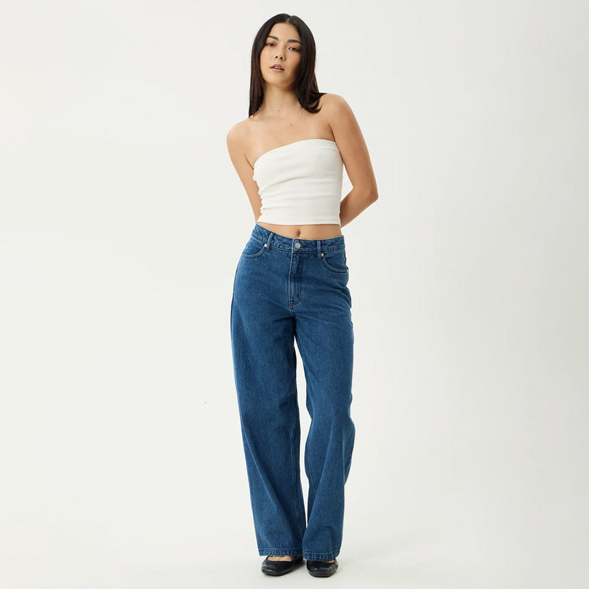 AFENDS Women's Bella Denim Wide Leg Baggy Jean - Authentic Blue