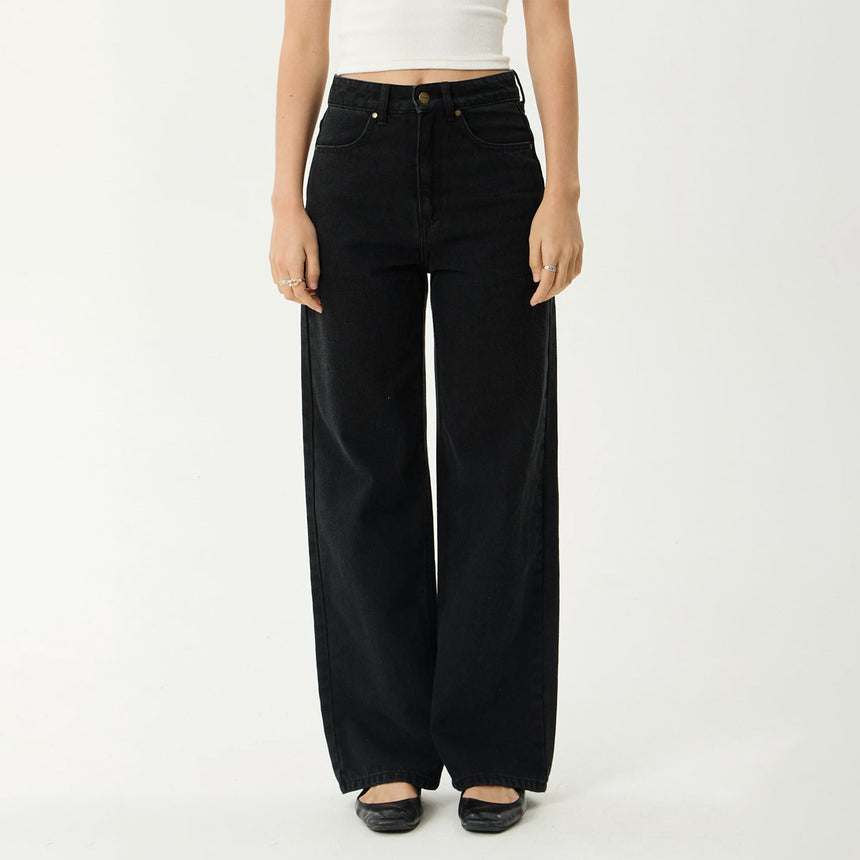 AFENDS Women's Bella Denim Wide Leg Baggy Jean - Washed Black