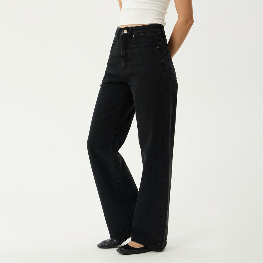 AFENDS Women's Bella Denim Wide Leg Baggy Jean - Washed Black