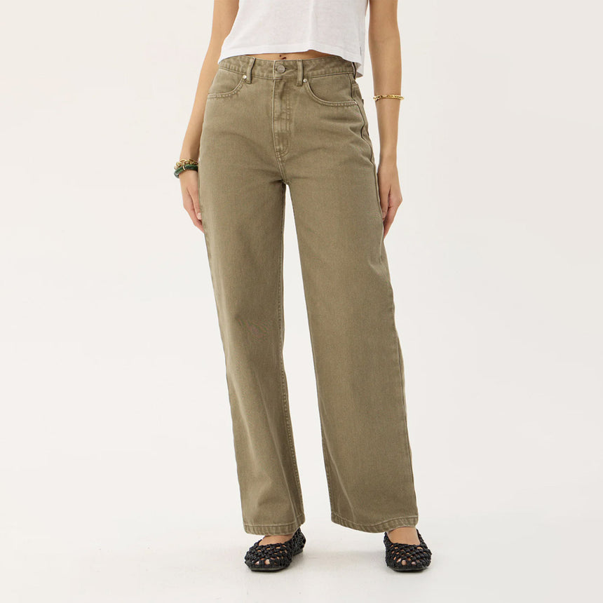 AFENDS Women's Bella Organic Denim Wide Leg Baggy Jean - Washed Olive