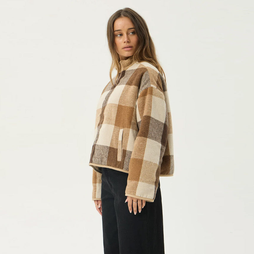 AFENDS Women's Berlin Reversible Polar Fleece Jacket - Almond Check