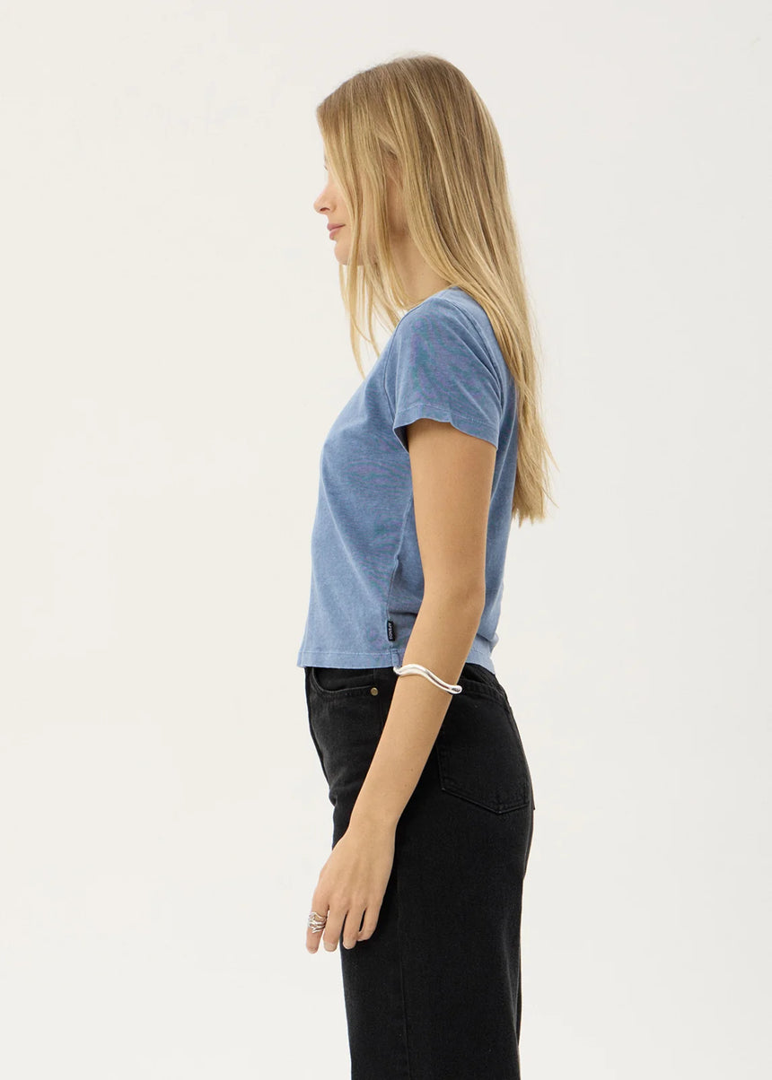 AFENDS Women's Carmen Baby Tee - Washed Slate Blue