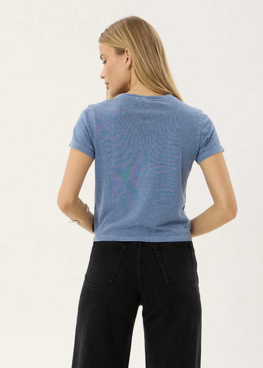 AFENDS Women's Carmen Baby Tee - Washed Slate Blue