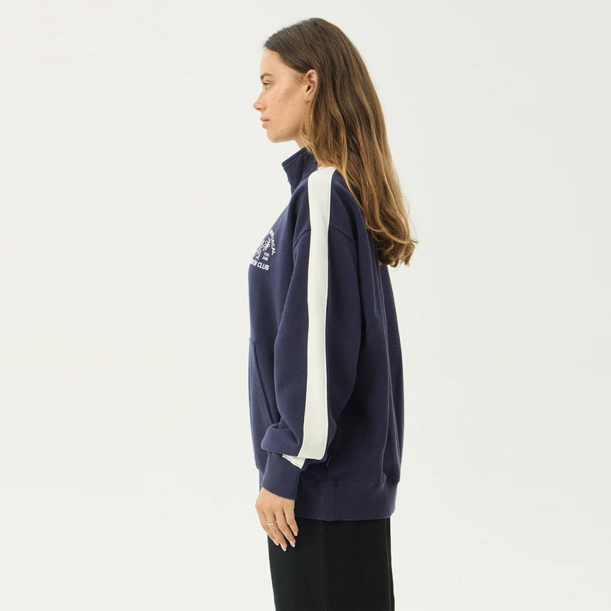 AFENDS Women's Community Garden Quarter Zip Jumper - Washed Deep Sea