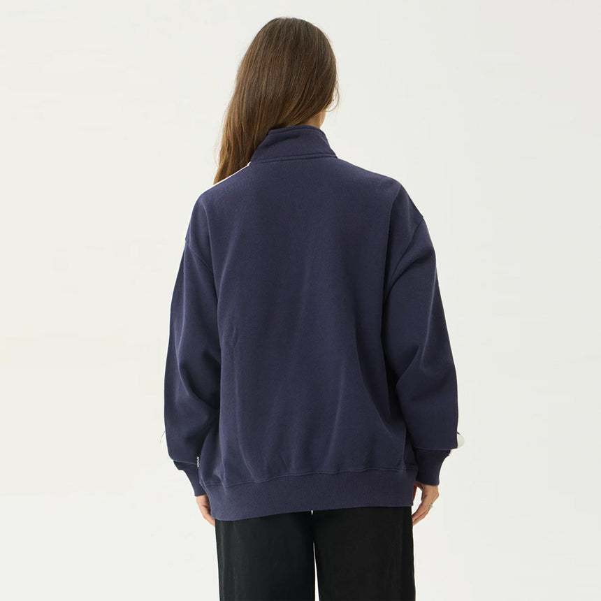 AFENDS Women's Community Garden Quarter Zip Jumper - Washed Deep Sea