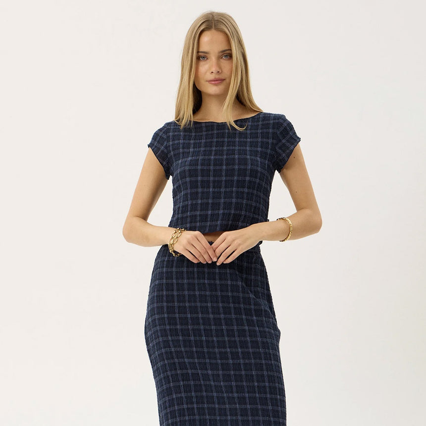 AFENDS Women's Darcy Thea Hemp Seersucker Top - Midnight Check