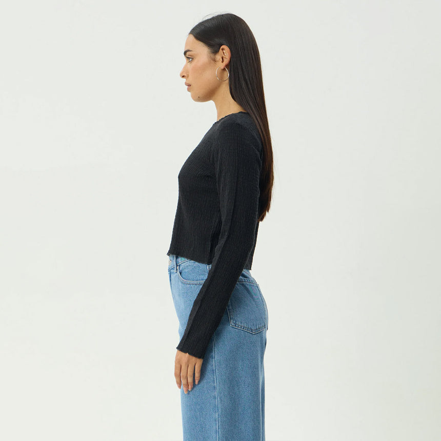 AFENDS Women's Focus Seersucker Long Sleeve Top - Black