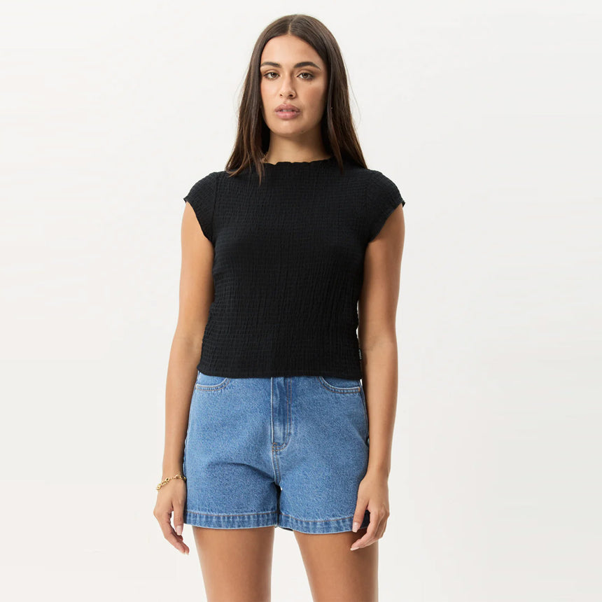 AFENDS Women's Focus Seersucker Mock Neck Top - Black