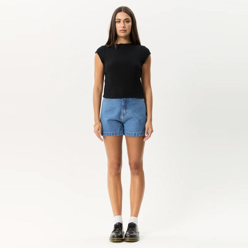 AFENDS Women's Focus Seersucker Mock Neck Top - Black
