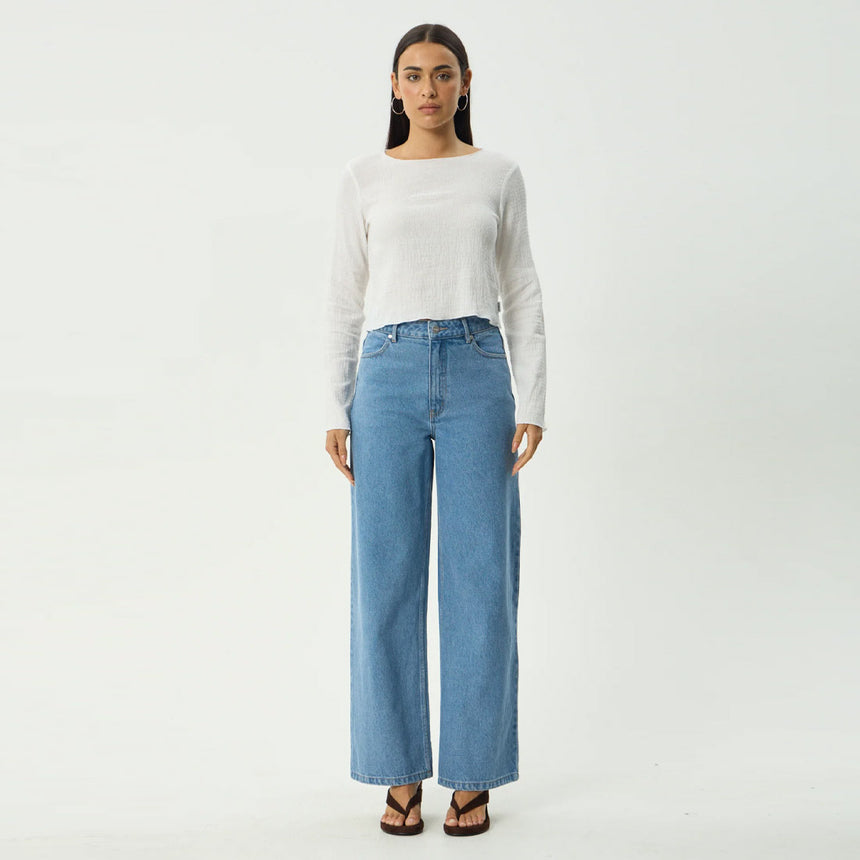 AFENDS Women's Focus Seersucker Long Sleeve Top - Off White
