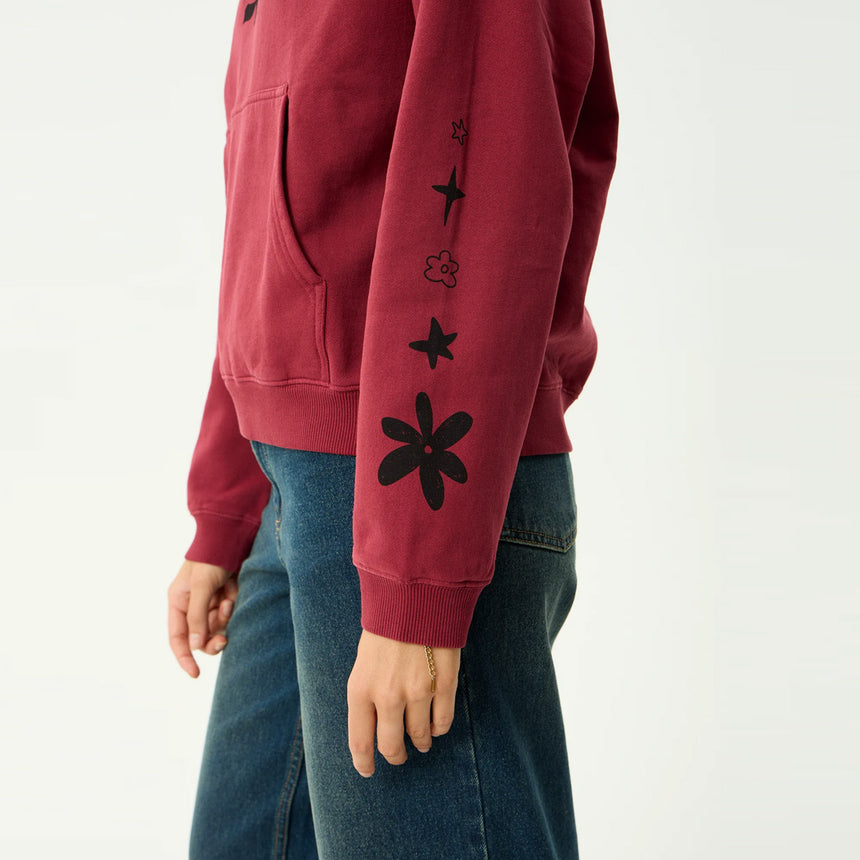AFENDS Women's Garden Variety Pull On Hood - Washed Burgundy