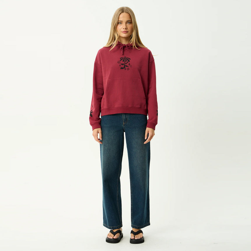 AFENDS Women's Garden Variety Pull On Hood - Washed Burgundy