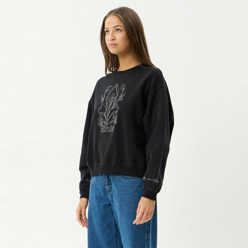 AFENDS Women's Good Nature Crew - Stone Black