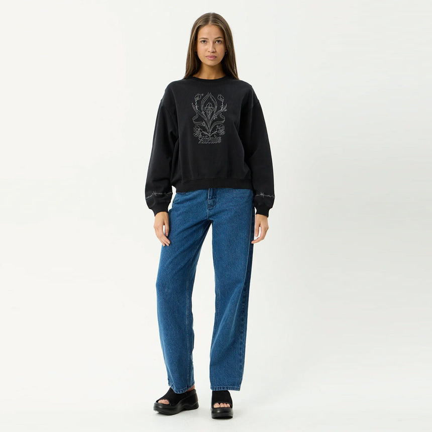 AFENDS Women's Good Nature Crew - Stone Black