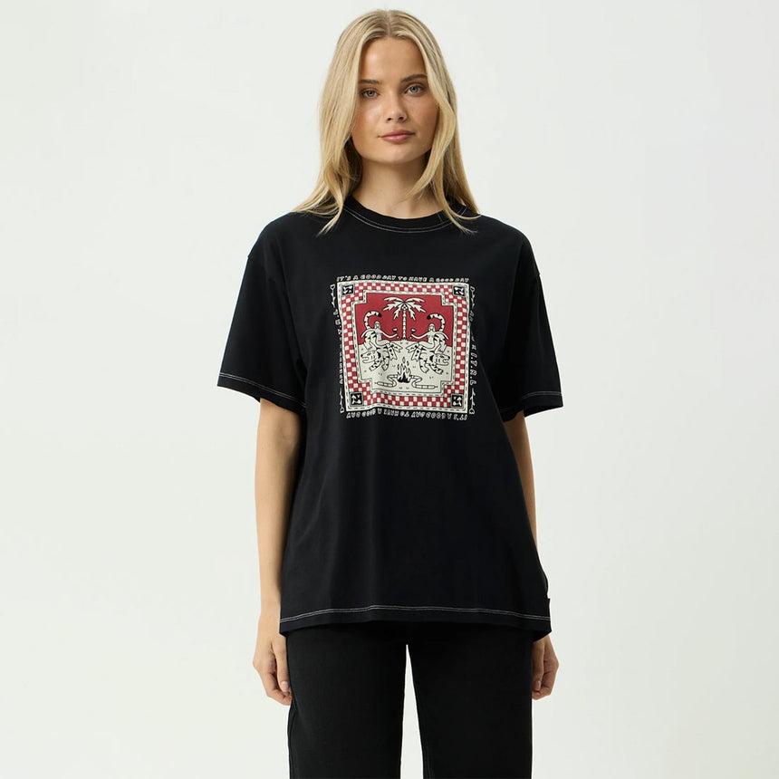 AFENDS Women's Have A Good Day Recycled Oversized Tee - Black