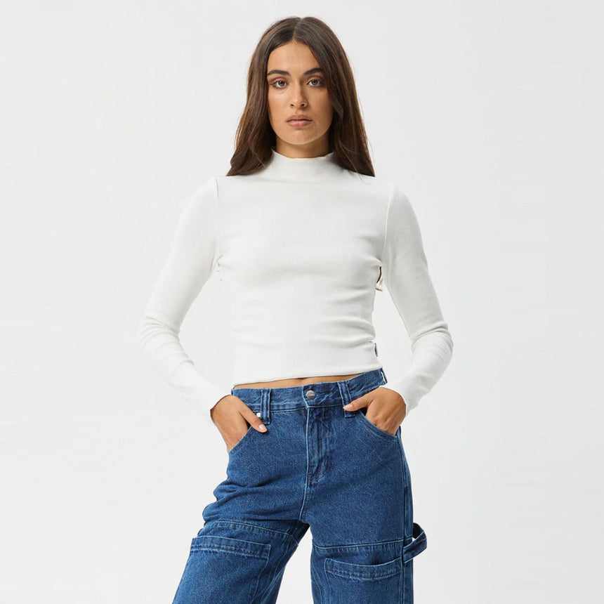 AFENDS Women's Iconic Organic Long Sleeve Rib Top - White