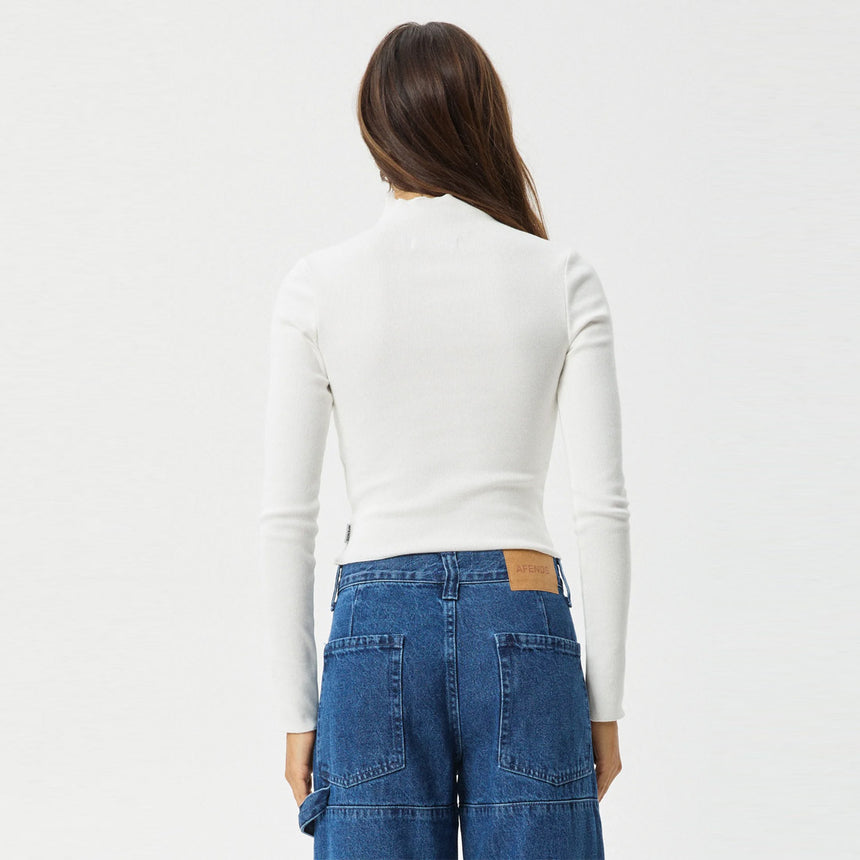 AFENDS Women's Iconic Organic Long Sleeve Rib Top - White