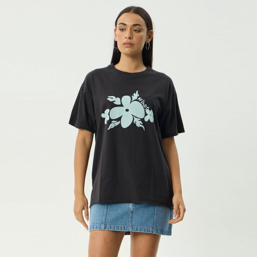 AFENDS Women's Island Oversized Tee - Stone Black