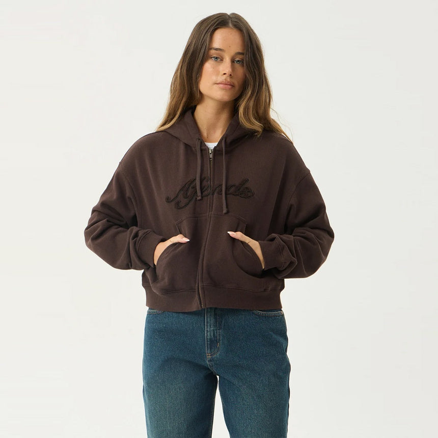 AFENDS Women's Kourt Zip Hood - Coffee