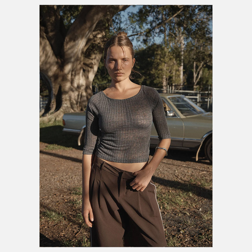 AFENDS Women's Libra 3/4 Sleeve Top - Charcoal