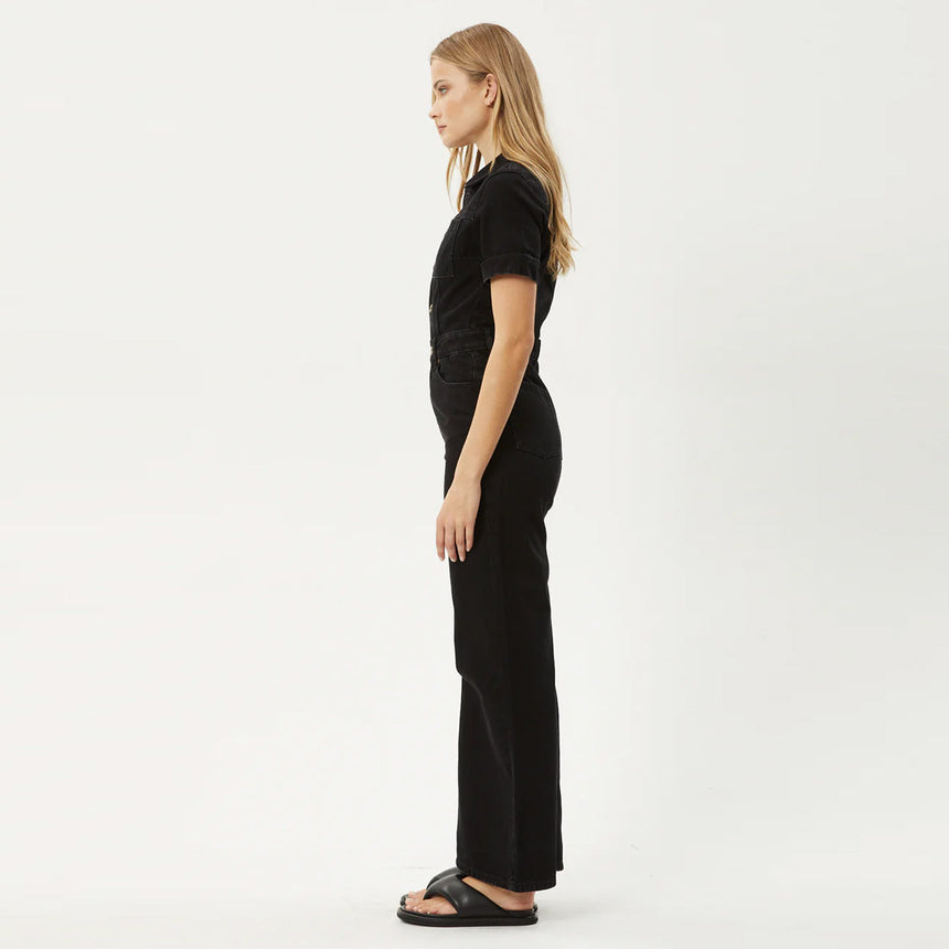 AFENDS Women's Miami Organic Denim Flared Jumpsuit - Washed Black