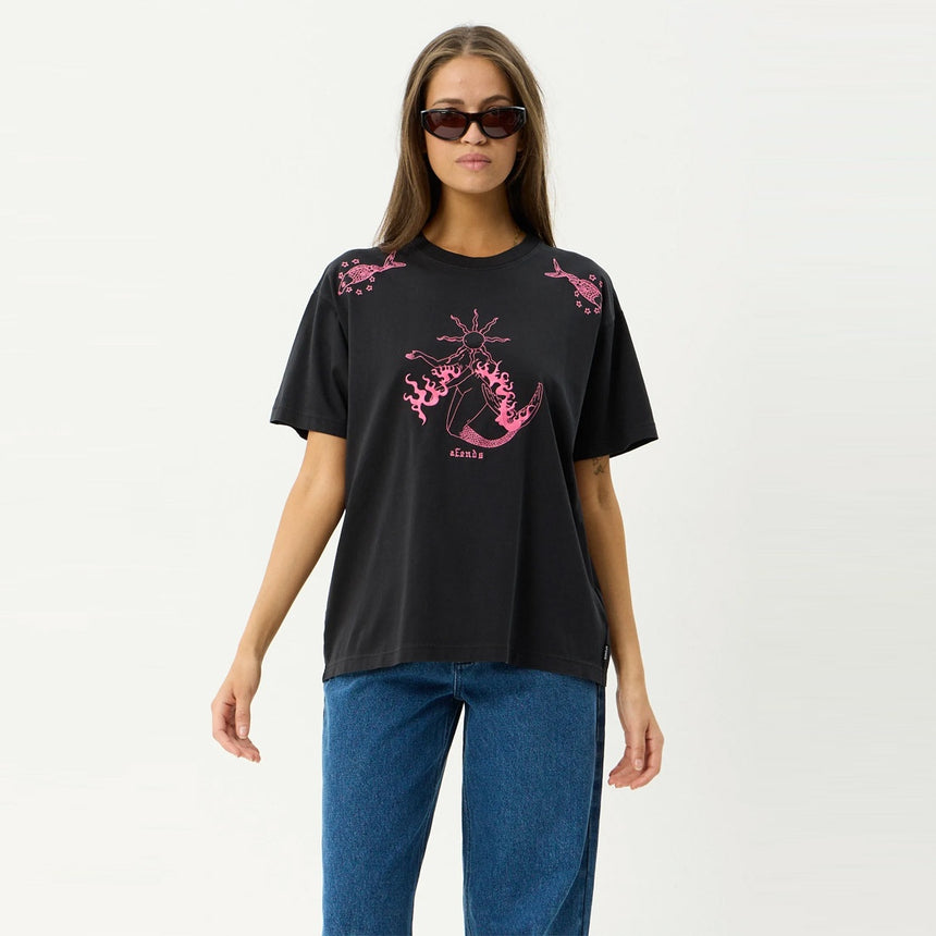 AFENDS Women's Sea Siren Oversized Tee - Stone Black