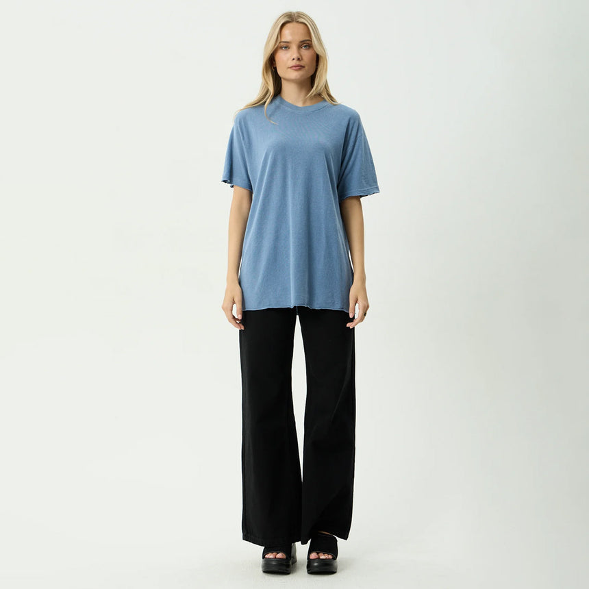 AFENDS Women's Slay Hemp Oversized Tee - Washed Slate Blue