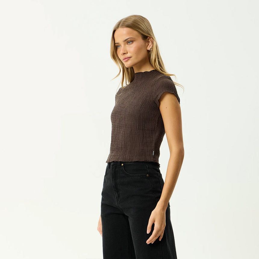 AFENDS Women's Wren Seersucker Top - Coffee