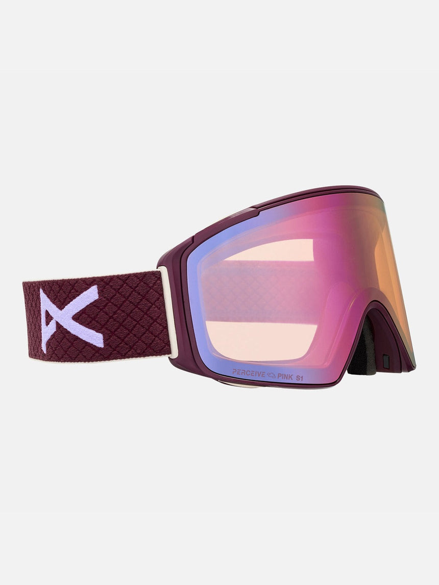 ANON M4S Cylindrical Goggle + MFI Facemask 2026 - Deep Cherry/Perceive Cloudy Pink