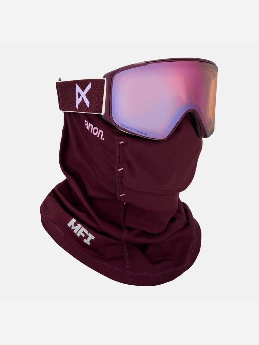 ANON M4S Cylindrical Goggle + MFI Facemask 2026 - Deep Cherry/Perceive Cloudy Pink
