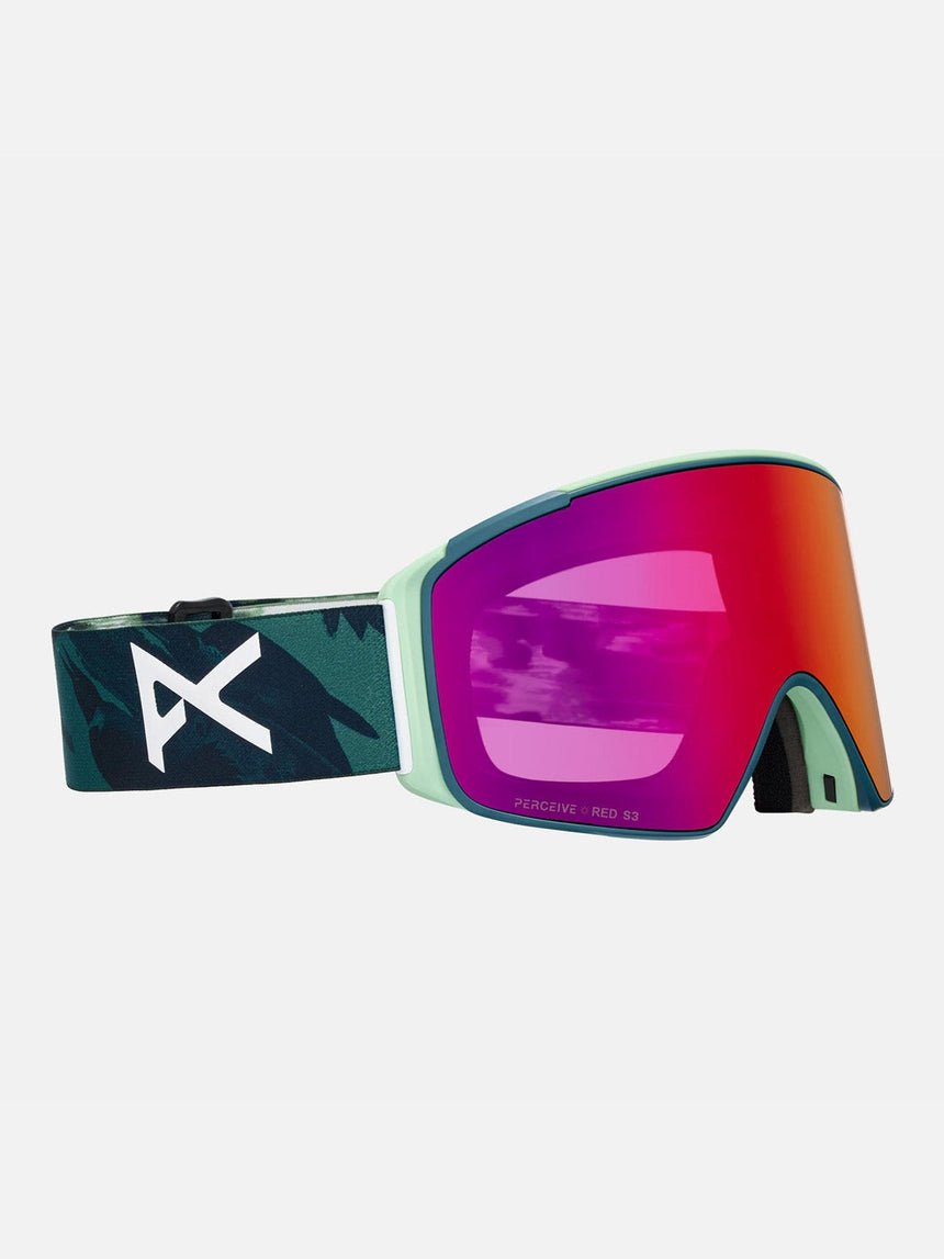 ANON M4S Cylindrical Low Bridge Fit Goggle + MFI Facemask 2026 - Family Tree/Perceive Sunny Red