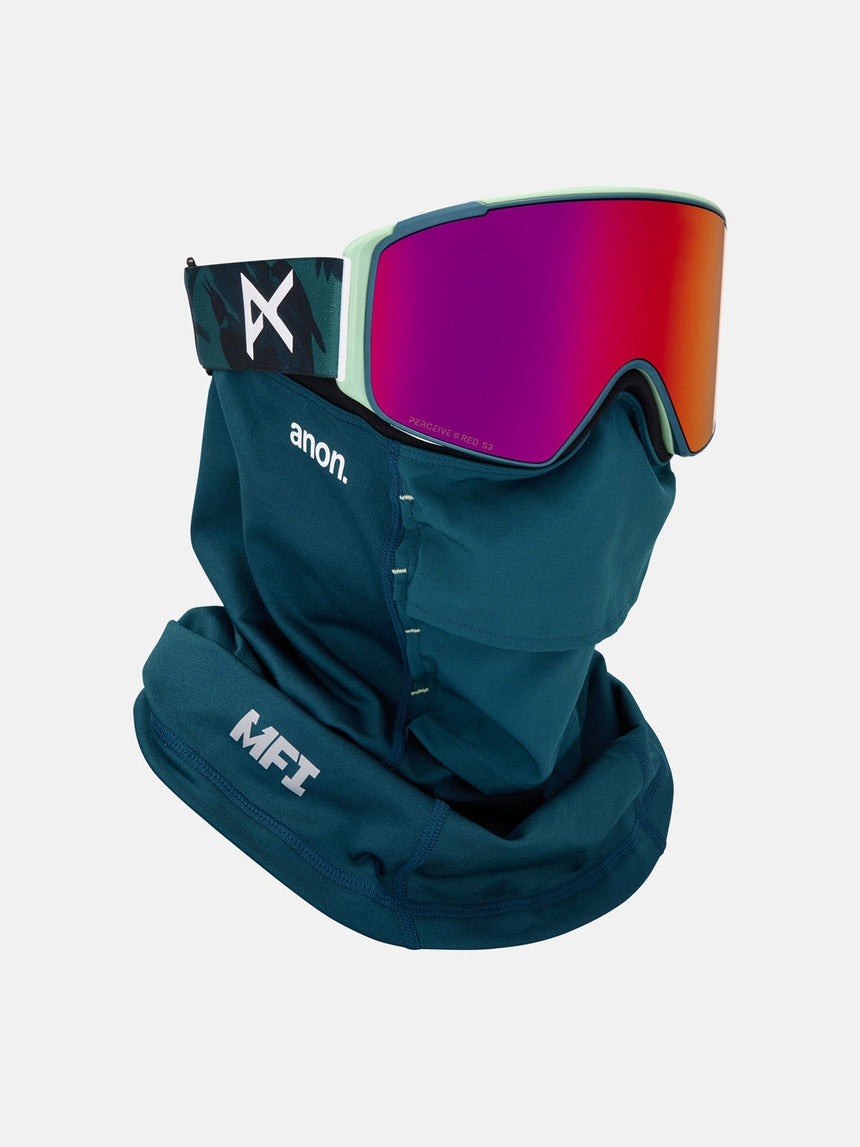 ANON M4S Cylindrical Low Bridge Fit Goggle + MFI Facemask 2026 - Family Tree/Perceive Sunny Red