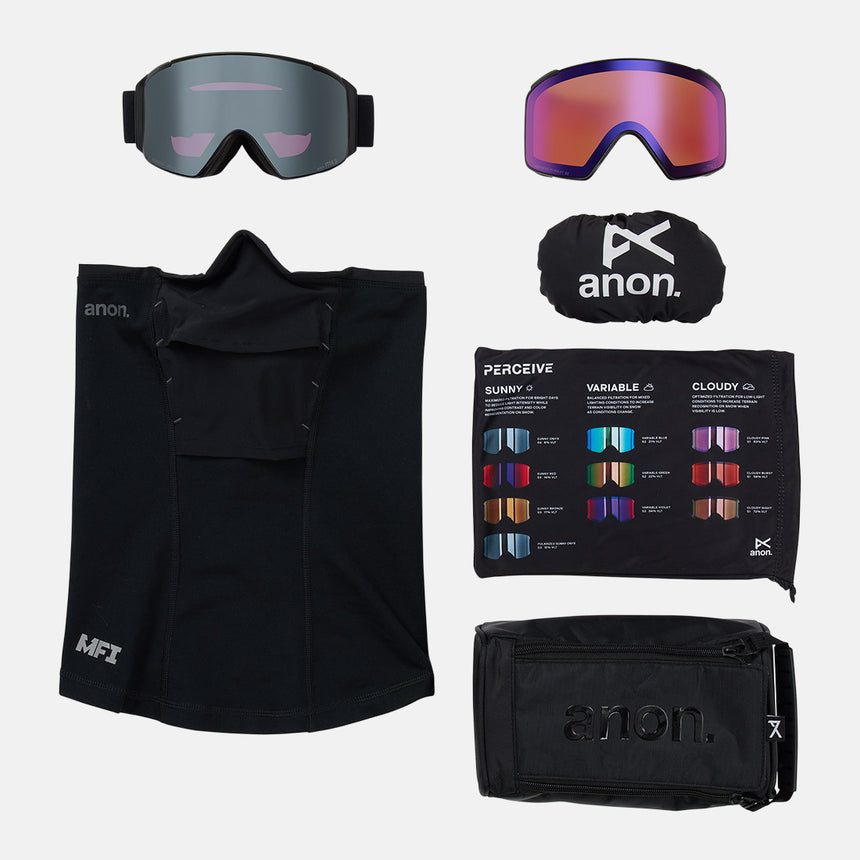 ANON M4S Cylindrical Low Bridge Fit Goggle + MFI Facemask 2026 - Smoke/Perceive Sunny Onyx