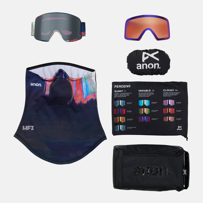 ANON M6 Goggle + MFI Facemask 2026 - Glitch Lines/Perceive Sunny Onyx