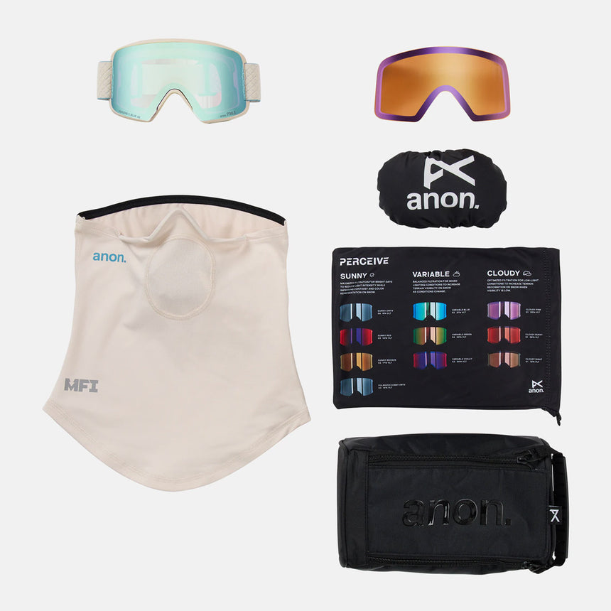 ANON M6S Goggle + MFI Facemask 2026 - Oat/Perceive Variable Blue