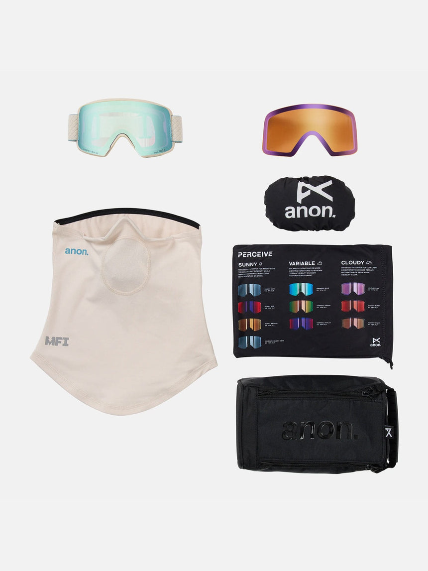 ANON M6S Goggle + MFI Facemask 2026 - Oat/Perceive Variable Blue