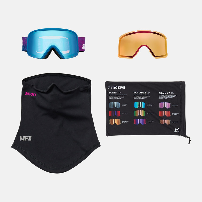 ANON Nesa Goggle + MFI Facemask 2026 - Pink Denim/Perceive Variable Blue