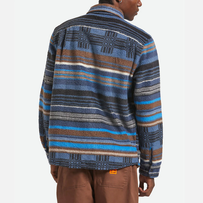 BRIXTON Bowery Arctic Stretch Fleece - Mood Indigo Blanket Stripe