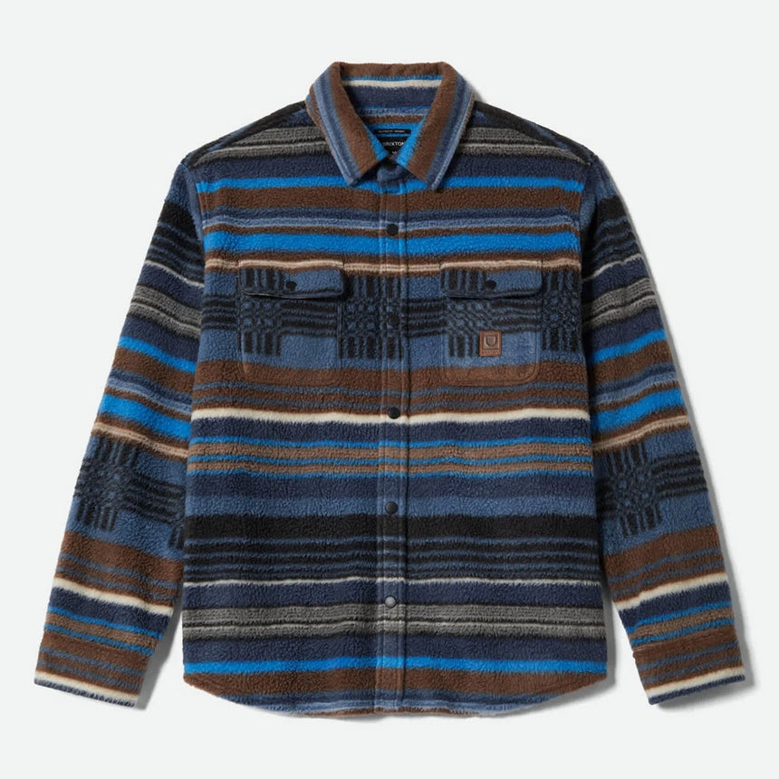 BRIXTON Bowery Arctic Stretch Fleece - Mood Indigo Blanket Stripe