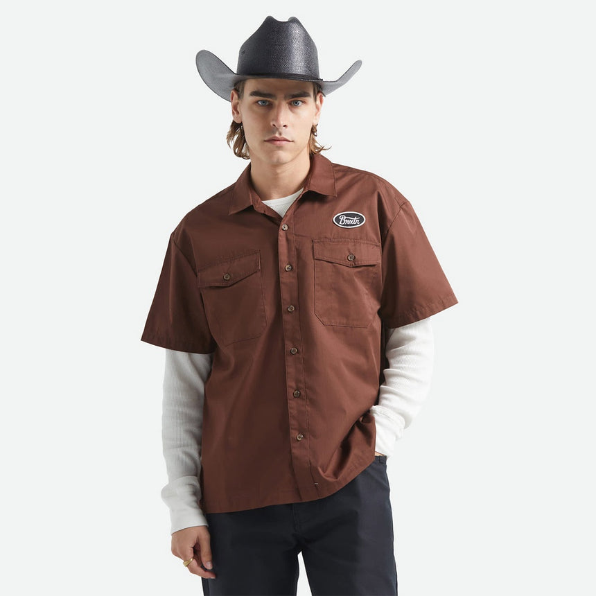 BRIXTON Olson Short Sleeve Shirt - Chocolate