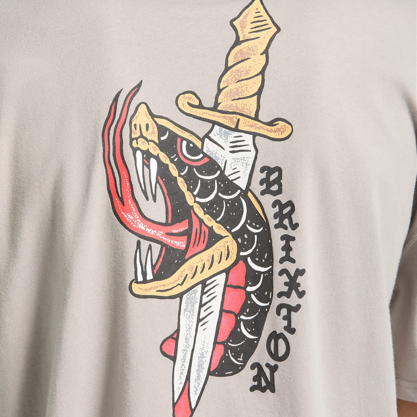 BRIXTON Sword Boxed Crop Tee - Pebble Stone