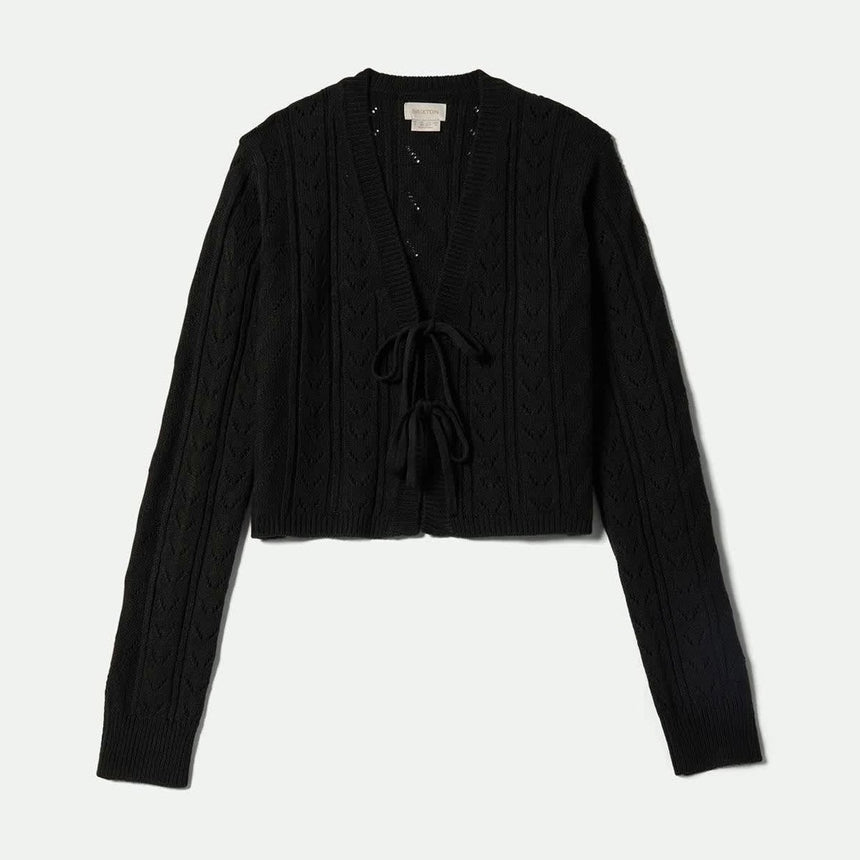 BRIXTON Women's Cropped Pointelle Tie Cardigan - Black