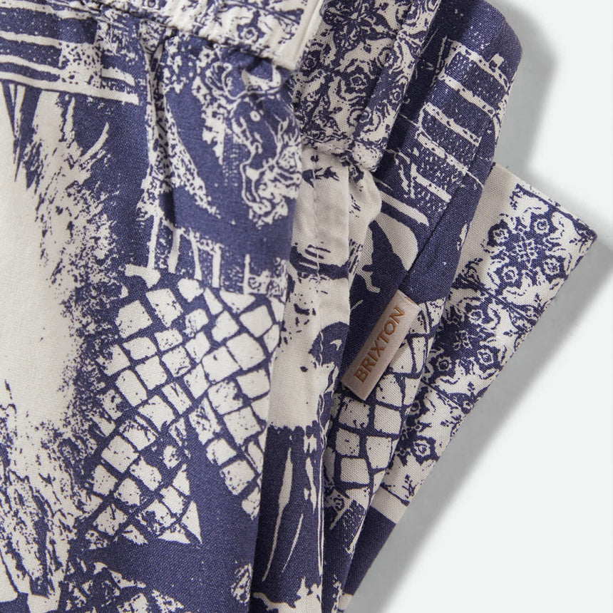BRIXTON Women's Post Playa Elastic Waist Short - Navy/White Collage