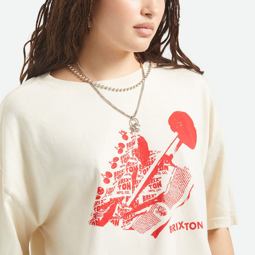 BRIXTON Women's Sweet Treat Oversized Boyfriend Tee - Whitecap