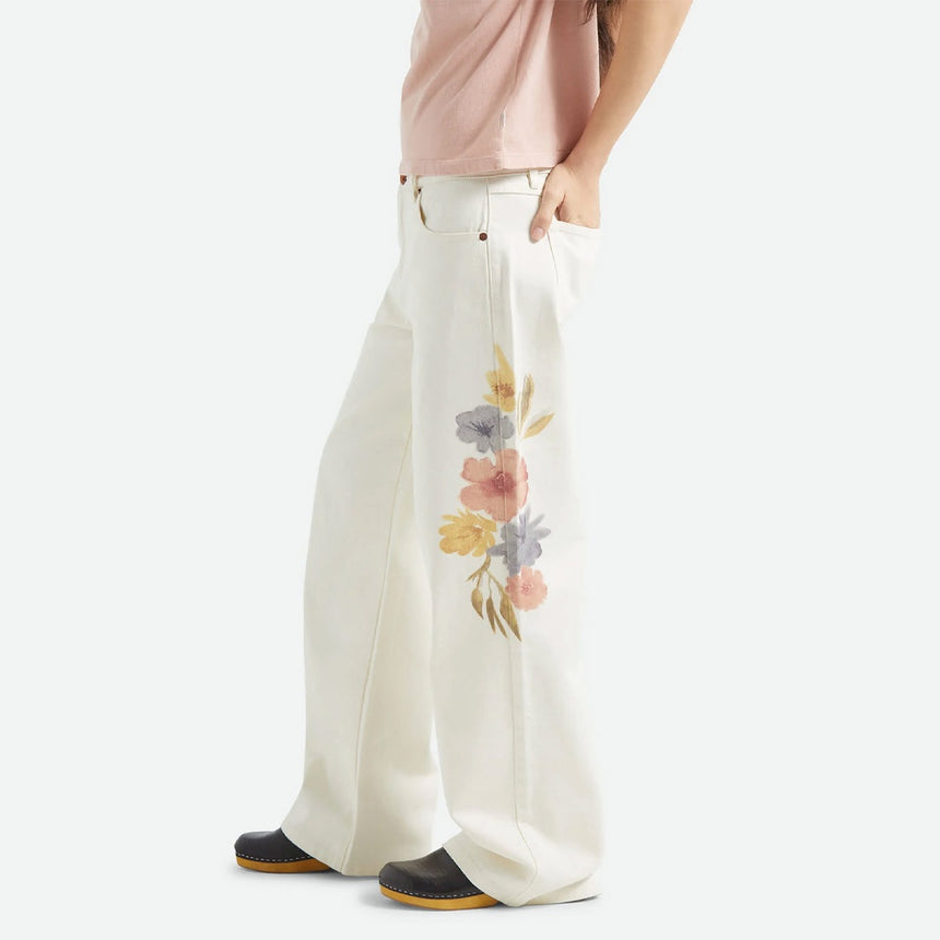 BRIXTON Women's The Chloe 5 Pocket Pant - Off White Floral Burst