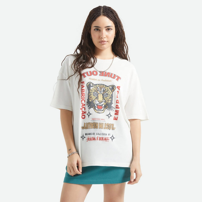 BRIXTON Women's The Getaway Boyfriend Oversized Tee - Vintage White
