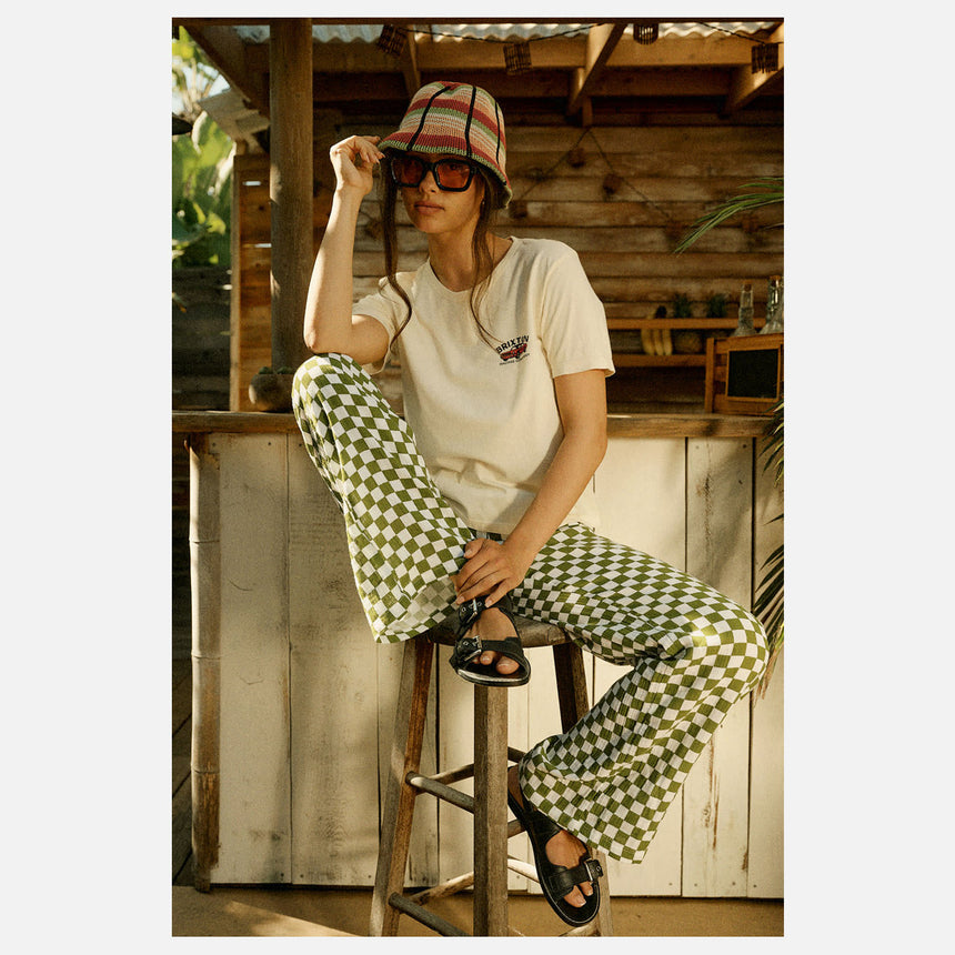 BRIXTON Women's The Lola Lounge Pant - Sublime Green Checkerboard