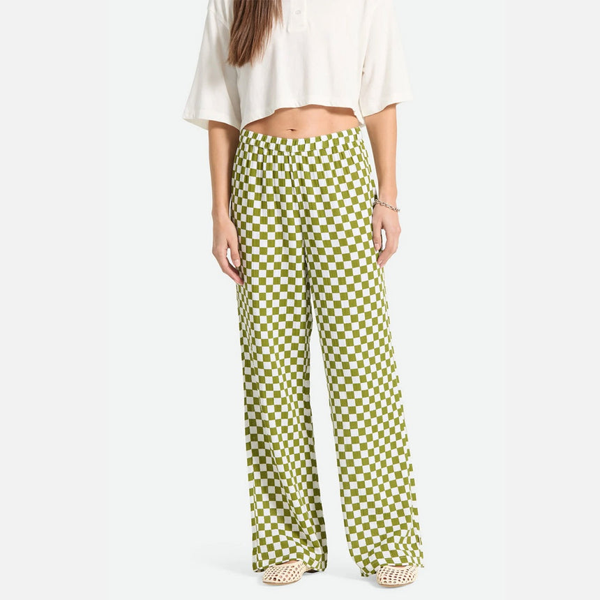 BRIXTON Women's The Lola Lounge Pant - Sublime Green Checkerboard