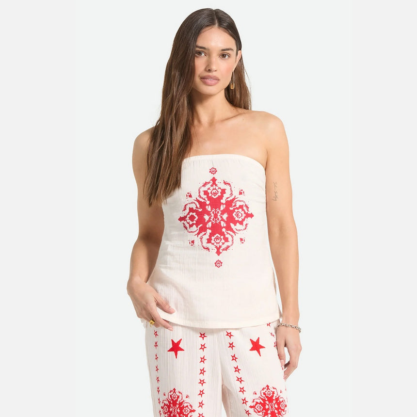 BRIXTON Women's The Lola Tube Top - Off White/Robust Red