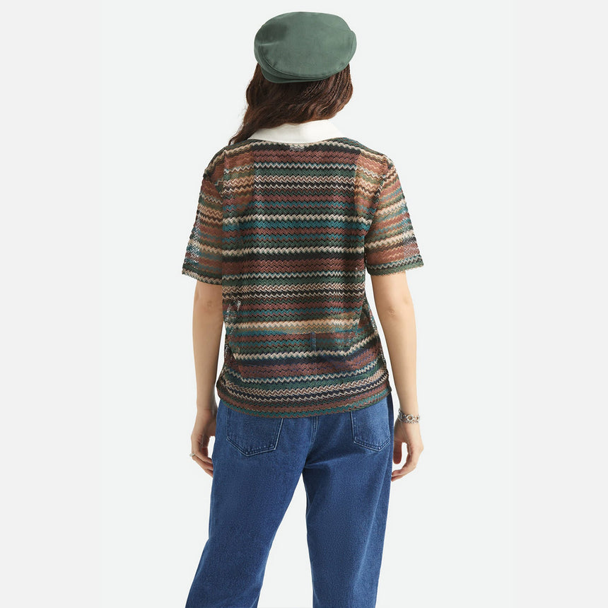 BRIXTON Women's Varsity Tee - Multi Retro Stripe